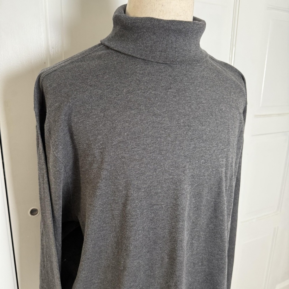 Talbots Turtleneck Sweater Mens 2XL Gray 100% Cotton Long Sleeve Made in USA - Picture 3 of 8